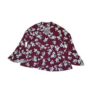 Chelsea & Theodore Floral Keyhole Top with Bell Sleeves -‎ size XL NWT